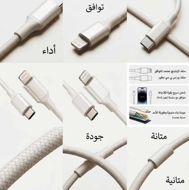 كيبل شحن UGREEN 20W PD WHITE