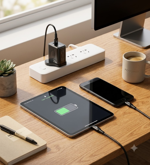 راس شاحن MOOGMAX ISMART 30W بدي ايفون مع الكيبل متعدد