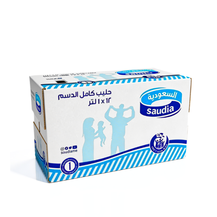 حليب السعودية كامل الدسم 12 عبوه * 1 لتر (كرتون)