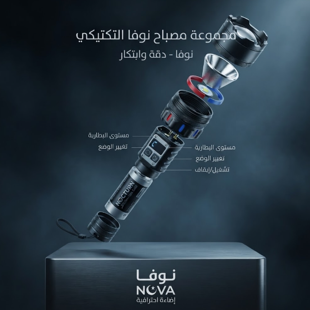 كشاف يدوي قابل لإعادة الشحن - حافظة زرقاء