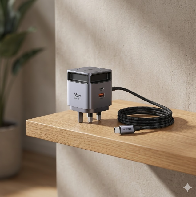 شاحن منزلي سريع مع كيبل قابل للسحب UGREEN 65W