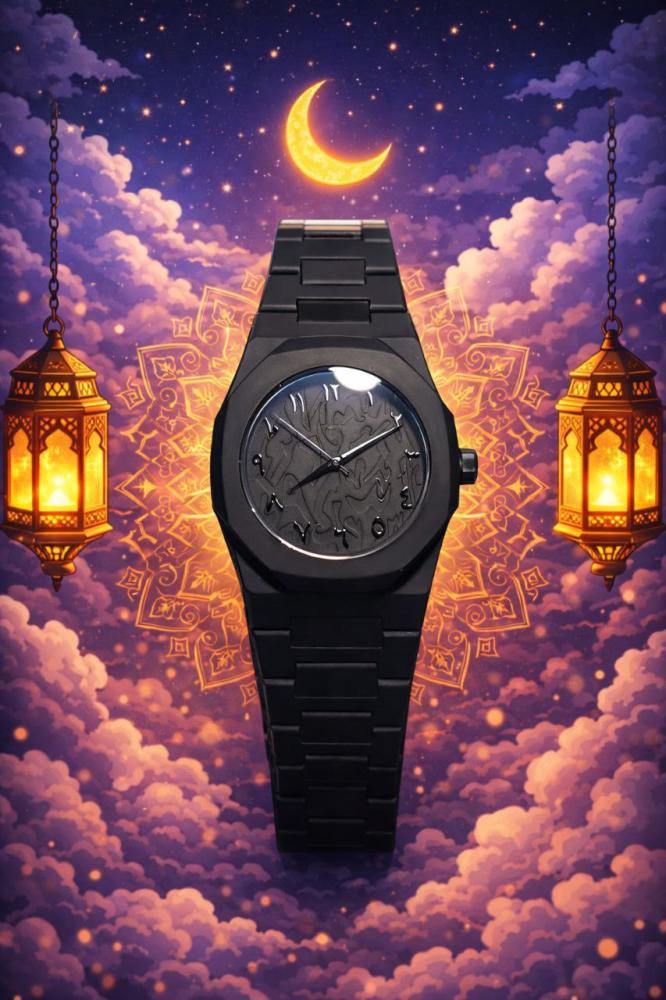 ساعه بلاك ادشن مزخرفه ️Black Edition Clock Engraved