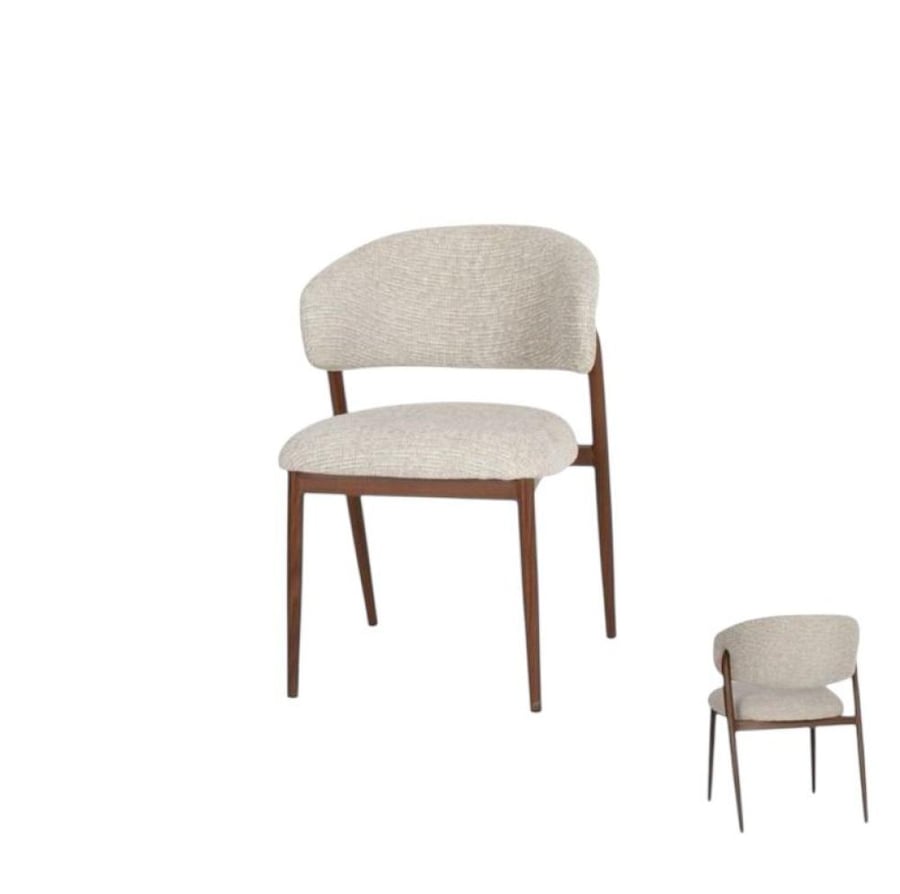 كرسي مفرد بتصميم أنيق وعصري -WALNUT LEG+BEIGE