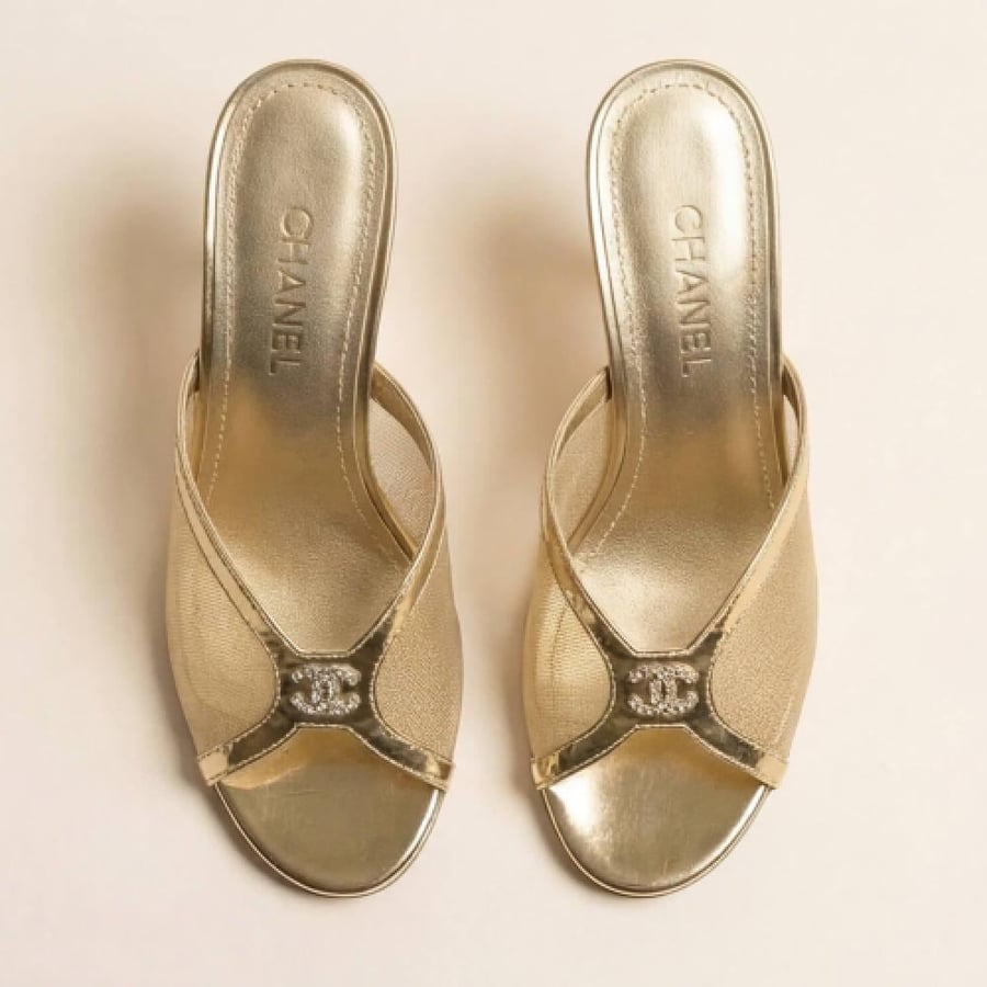 Chanel women's heel, luxurious, mesh, chiffon, timeless elegance with modern design, master quality