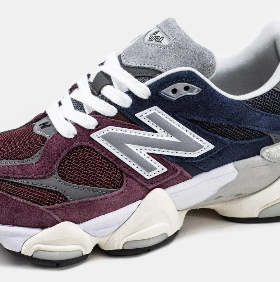 Men's/women's sneakers New Balance 9060 Bordo/Blue, burgundy suede