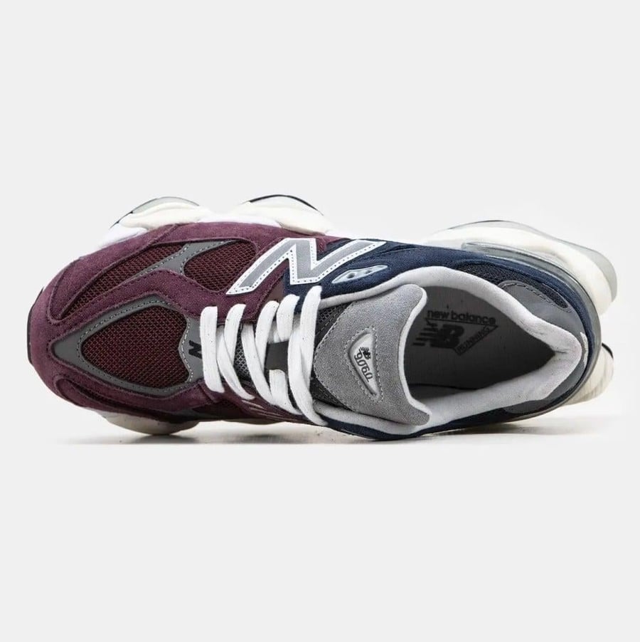 Men's/women's sneakers New Balance 9060 Bordo/Blue, burgundy suede