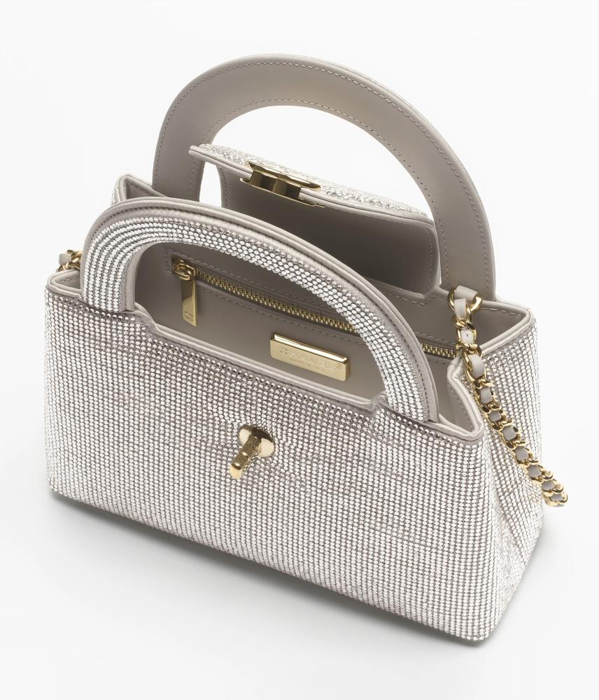 حقيبة ستراس، معدن ذهبي اللون  Silvery
