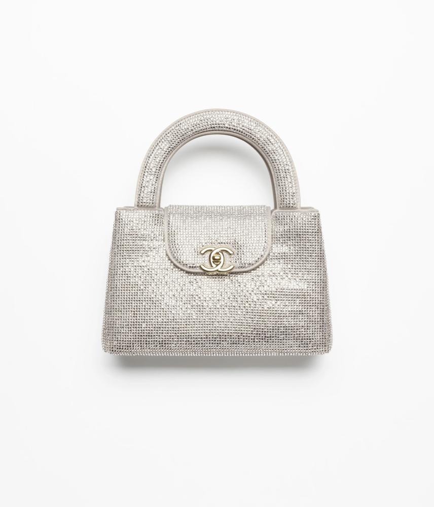 حقيبة ستراس، معدن ذهبي اللون  Silvery