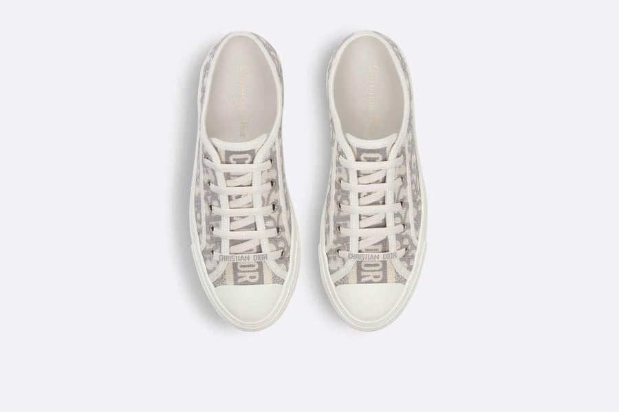 Walk N Dior Embroidered Canvas Low Grey