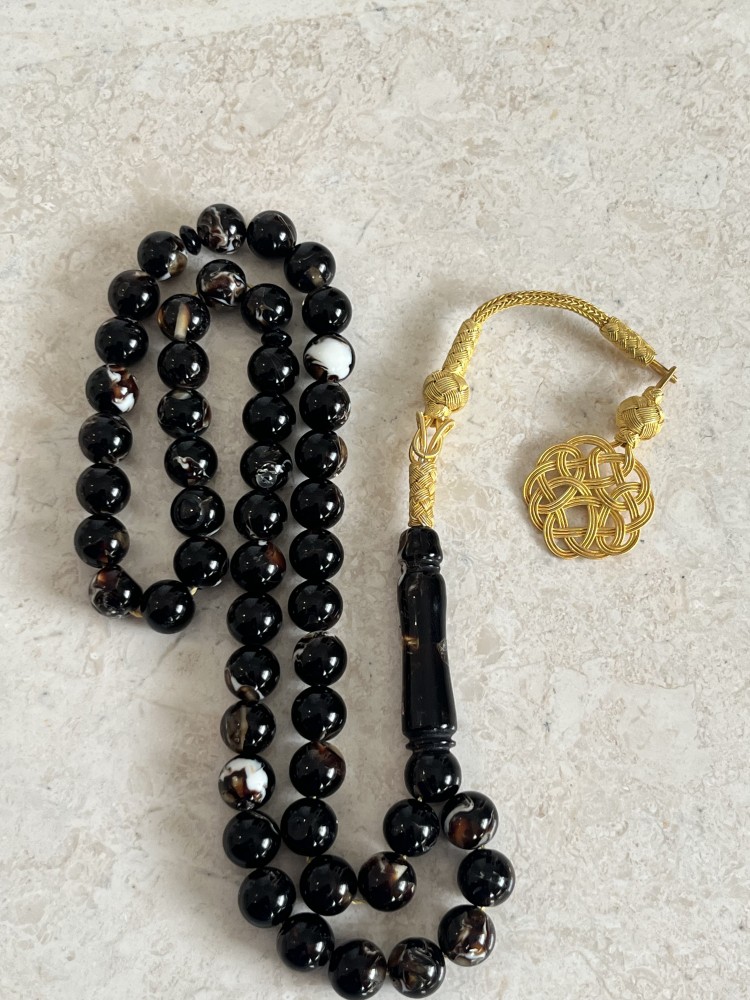 سبحة البكلايت البلجيكي مع طربزونة تركية مصنوعة من الفضة