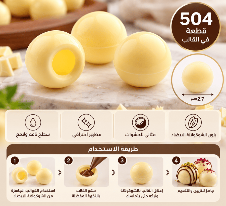 قوالب ترافل شوكلت بيضاء – 504 قطعة