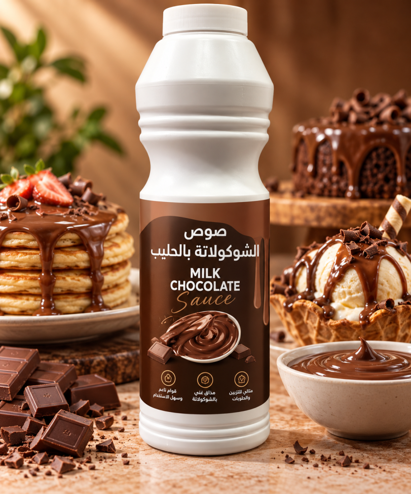 صوص شوكلت حليب الفاخر للتزيين والقهوه والمشروبات
