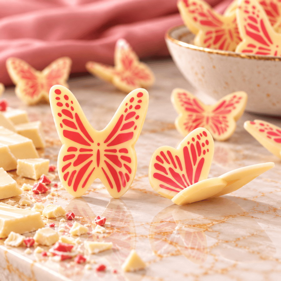 شوكولاتة فراشة أبيض وردي – Butterfly White Pink – 120 قطعة