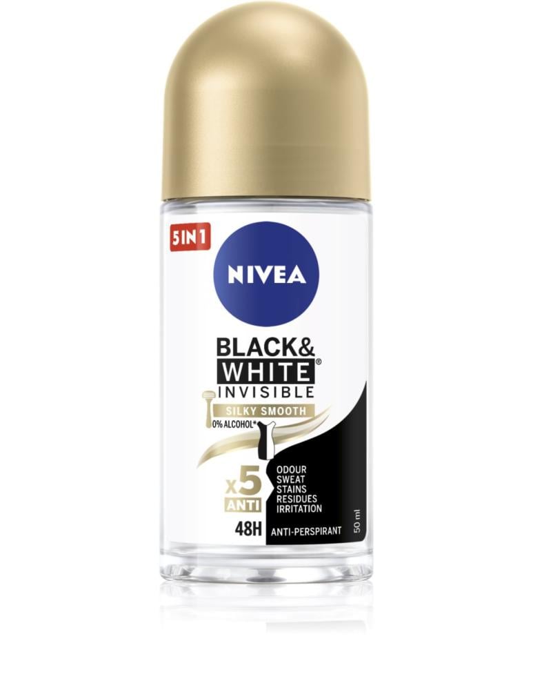 NIVEA Black & White Invisible Silky Smooth رول أون مضاد للتعرق 50 مل