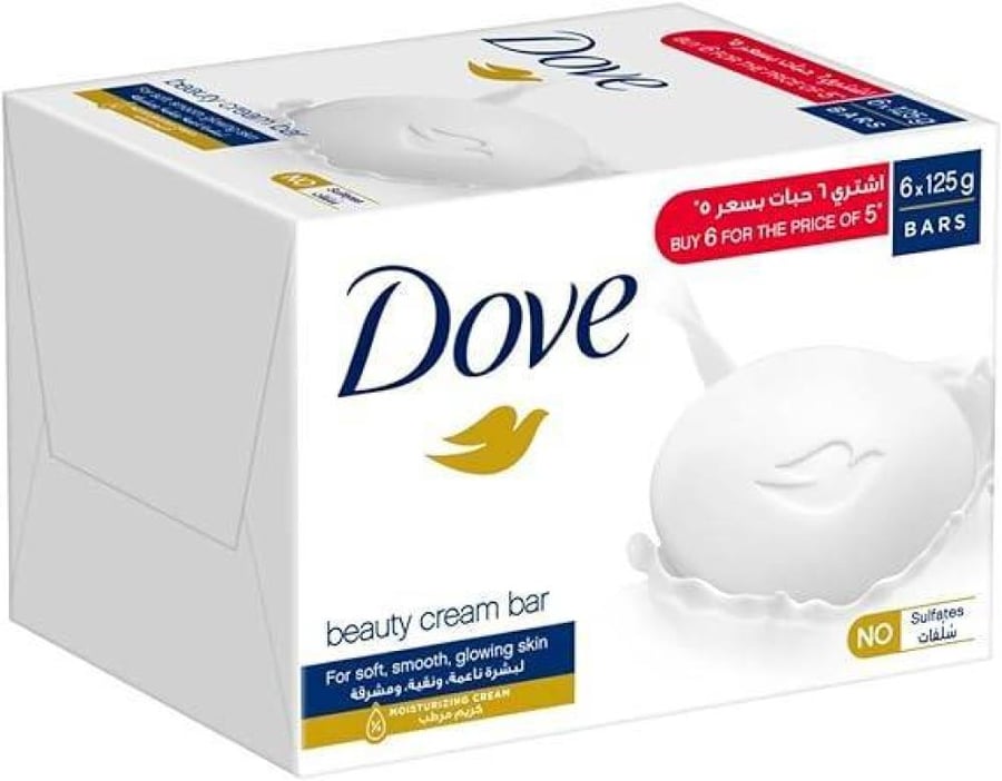 Dove White صابون كريم الجمال الأبيض 125 جم × 5 + 1 مجانًا