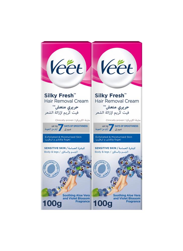 Veet Silk & Fresh كريم إزالة الشعر للبشرة الحساسة 100 جم × 2
