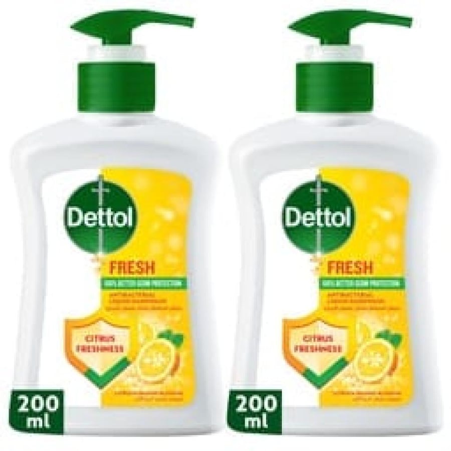 Dettol Fresh غسول يدين سائل بالليمون والبرتقال 200 مل × 2