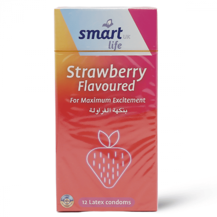 Smart Life Strawberry Flavoured واقي ذكري بنكهة الفراولة 12 قطعة