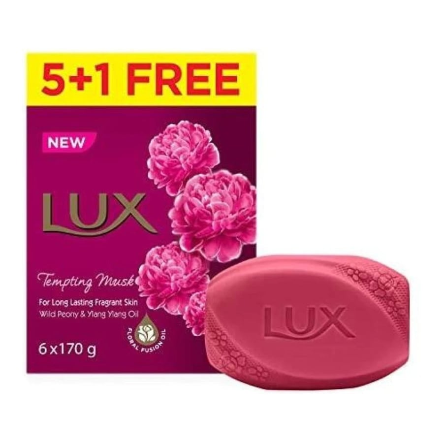 Lux Tempting Musk صابون استحمام بالمسك 170 جم × 5 + 1 مجانًا