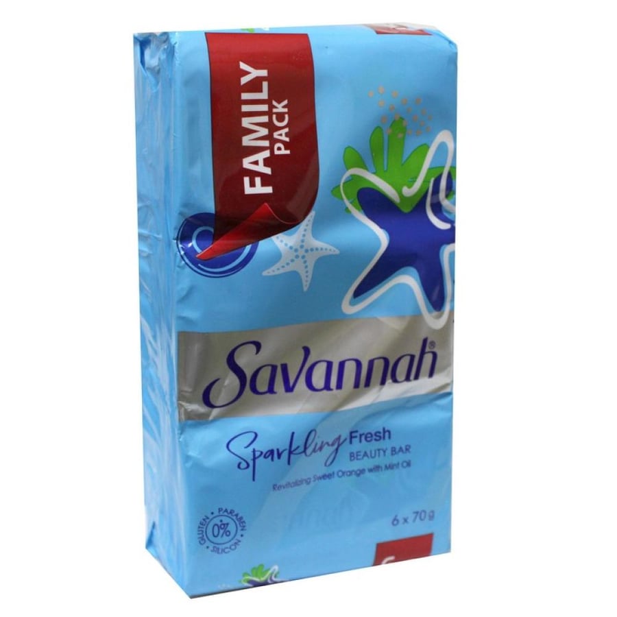 Savannah Sparkling Fresh صابون استحمام 70 جم × 6