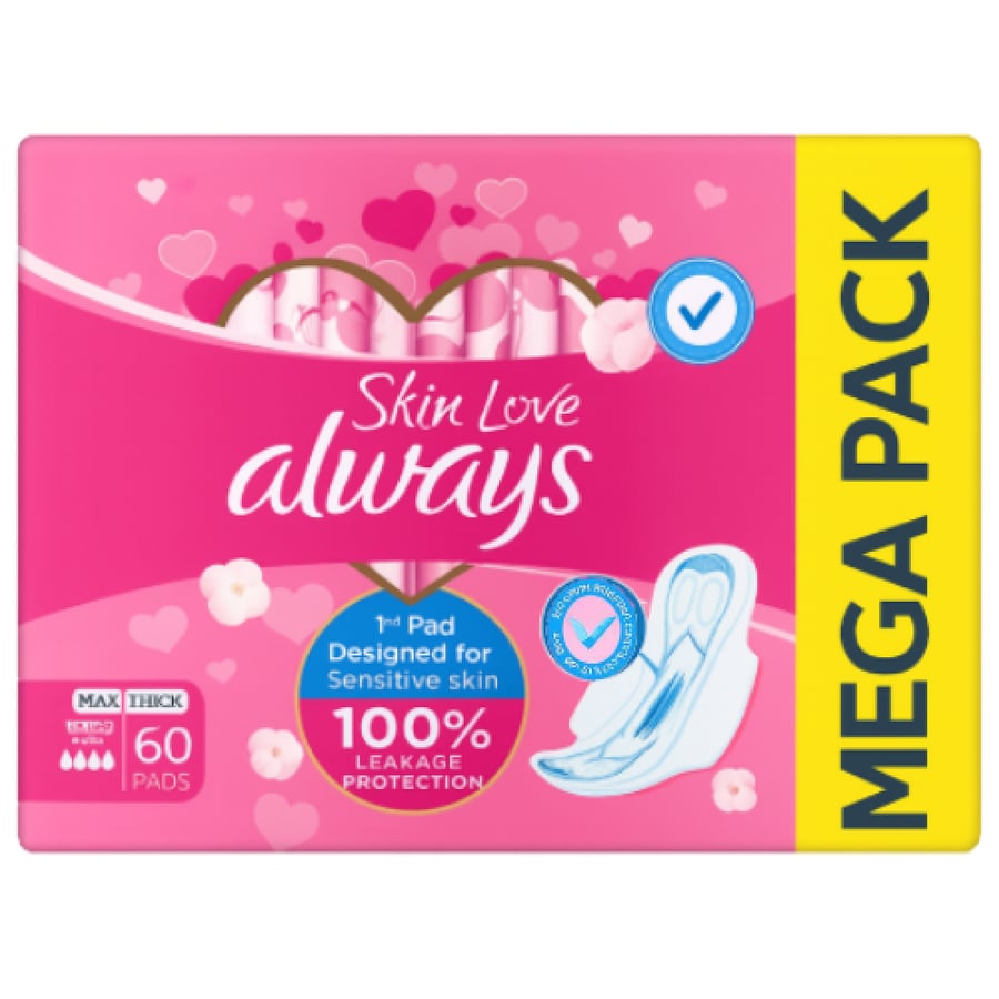 Always Skin Love فوط صحية للبشرة الحساسة 60 فوطة