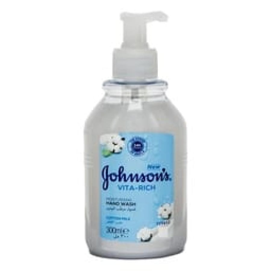 Johnson's غسول مرطب لليدين بالحليب والقطن 300 مل