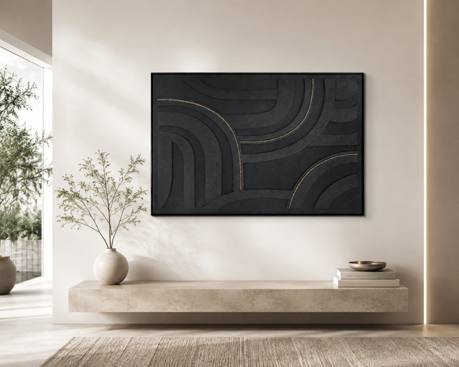 لوحة فنية بإطار أسود مقاس 120 × 80 سم