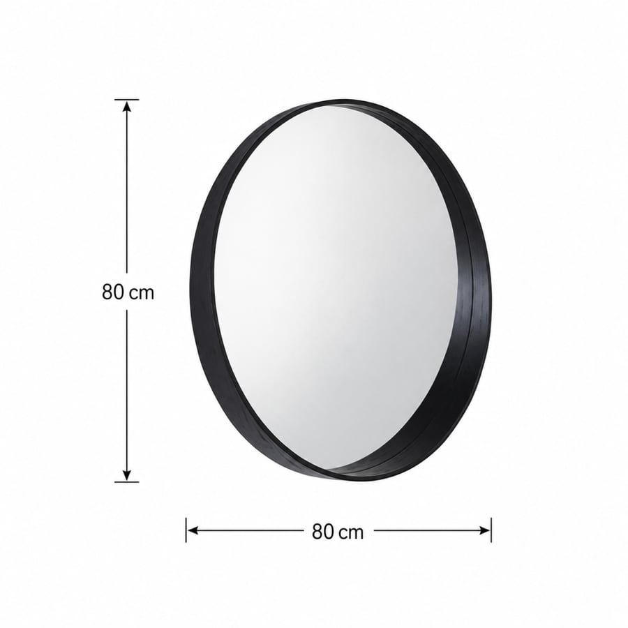 مراية حائط بأطار اسودمقاس 80 × 80 سم