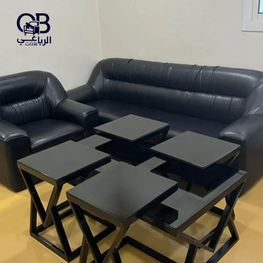 طقم طاولة زجاج اسود V ( 5 قطع أو 7 قطع)