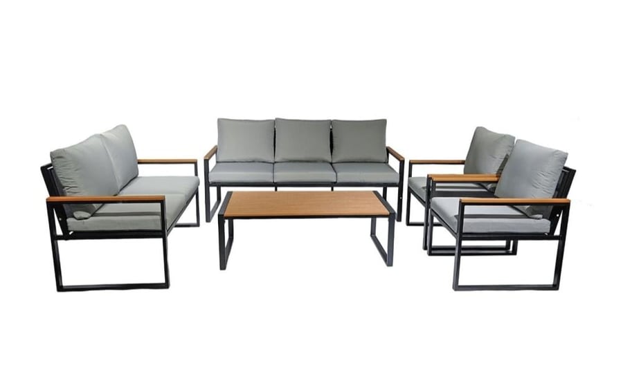 Outdoor seating set made of weather-resistant metal