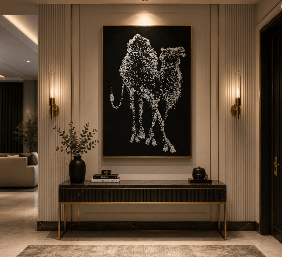 لوحة فنية كبيرة بإطار أسود مقاس 100 × 150 سم