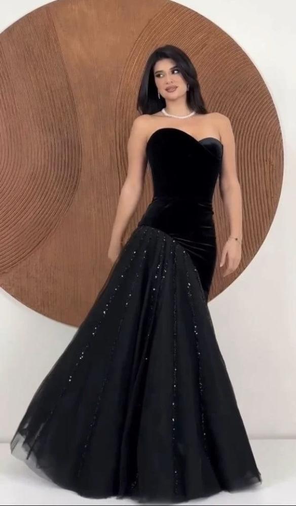 فستان سهره مخمل راقي اسود