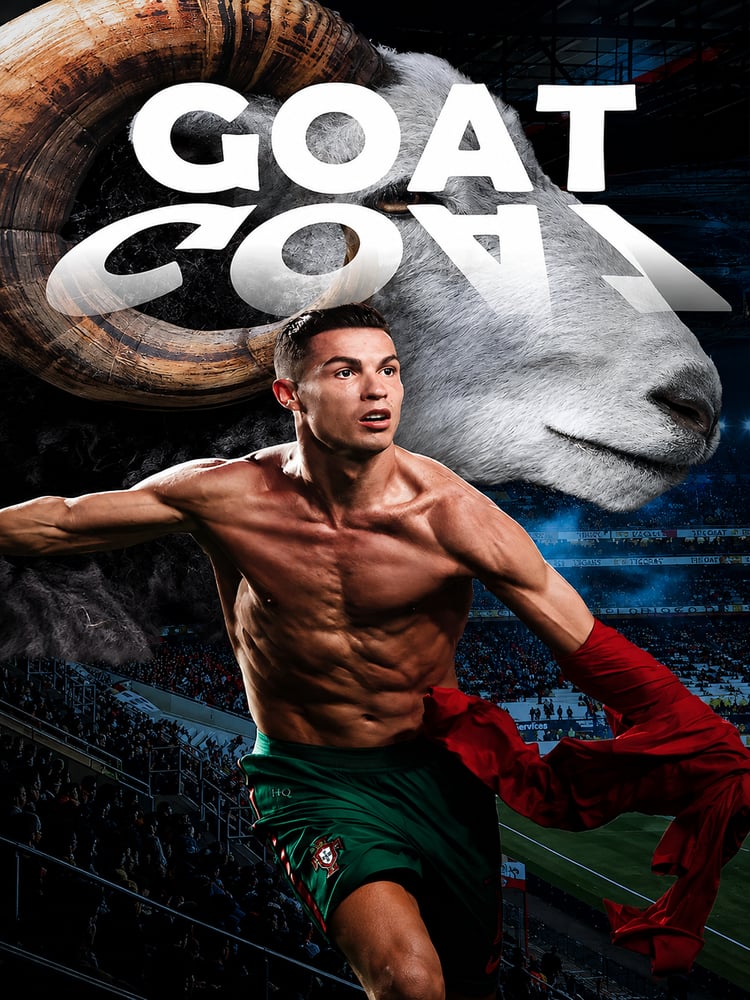 لوحة معدنية كريستيانو رونالدو – تصميم GOAT الماعز الأسطوري