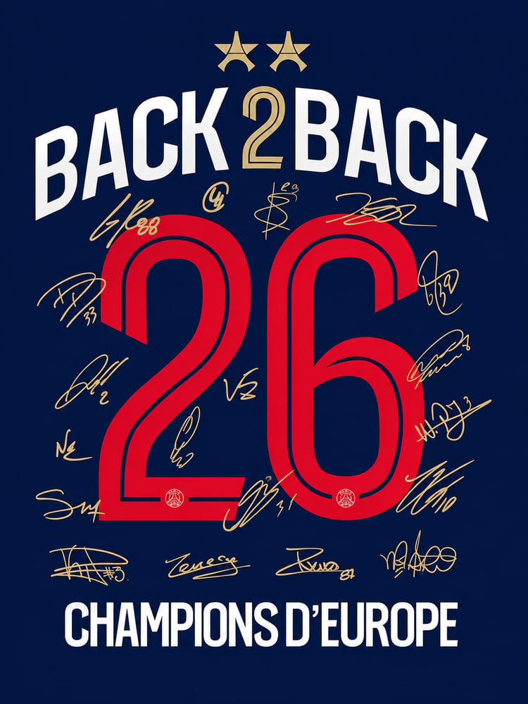 بوستر باريس سان جيرمان BACK 2 BACK رقم 26 | Champions d’Europe |