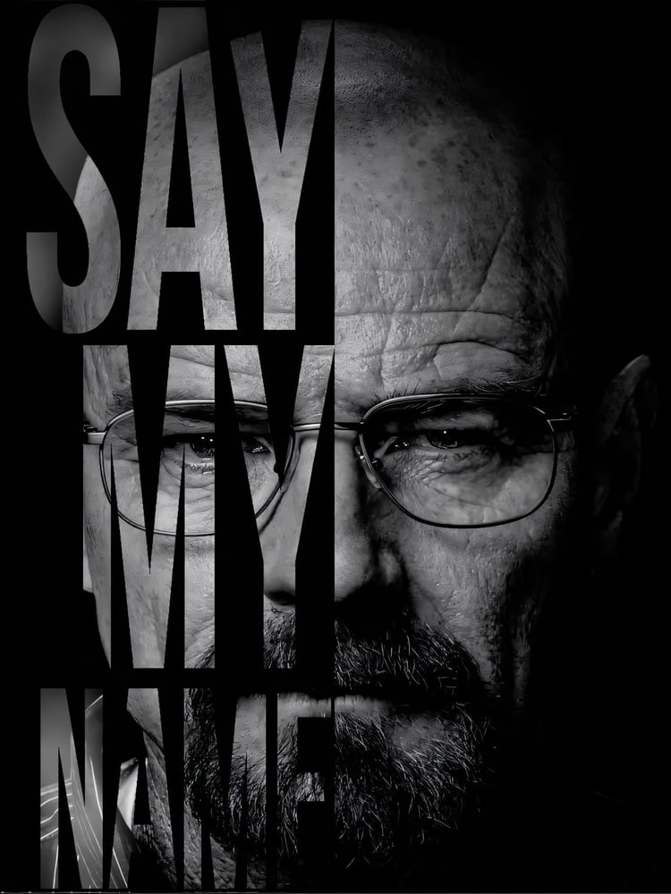 بوستر معدني بريكينق باد – تصميم SAY MY NAME بالأبيض والأسود