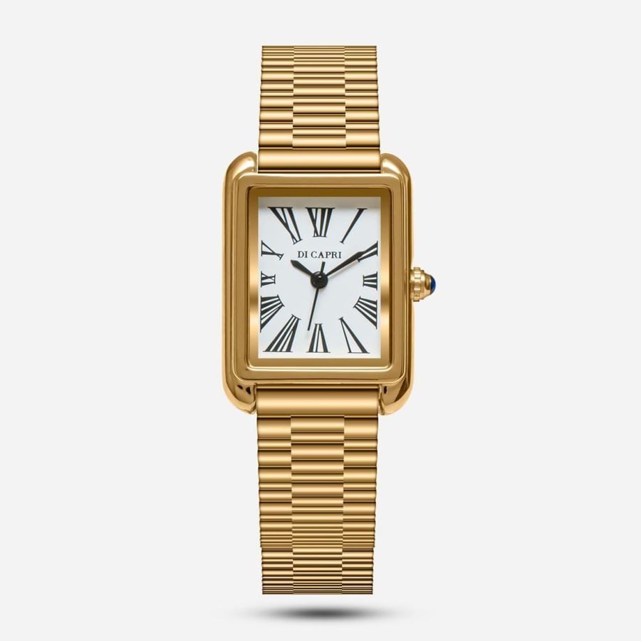 Women's Di Capri watch, gold steel, luxurious – elegant rectangular design