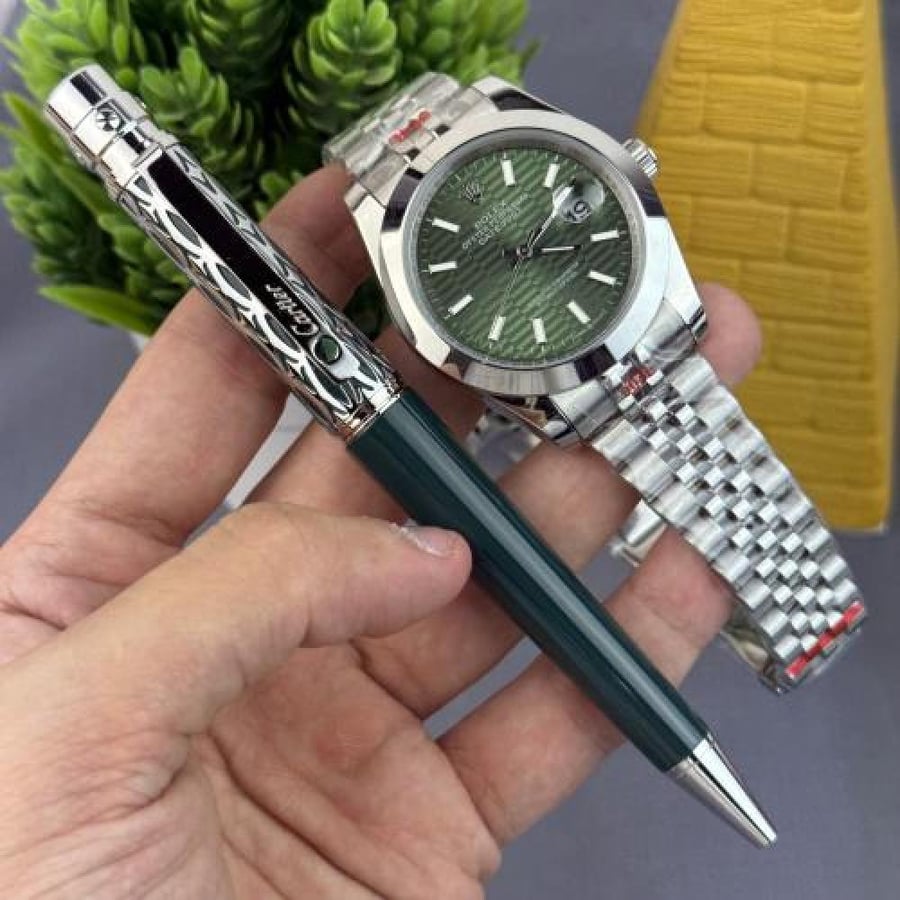 A Rolex watch set with Cartier pen, luxurious – unmatched elegance