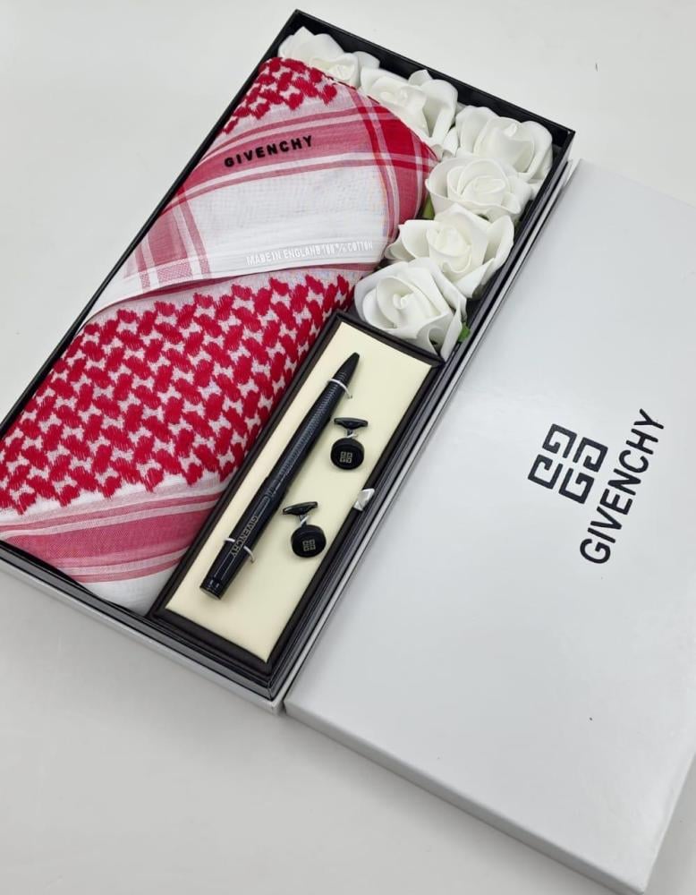 Shemagh, pen, and Givenchy pink bag