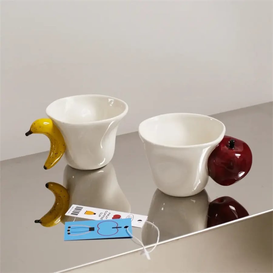 كوب سيراميك تفاح وموز يدوي 1 قطعة