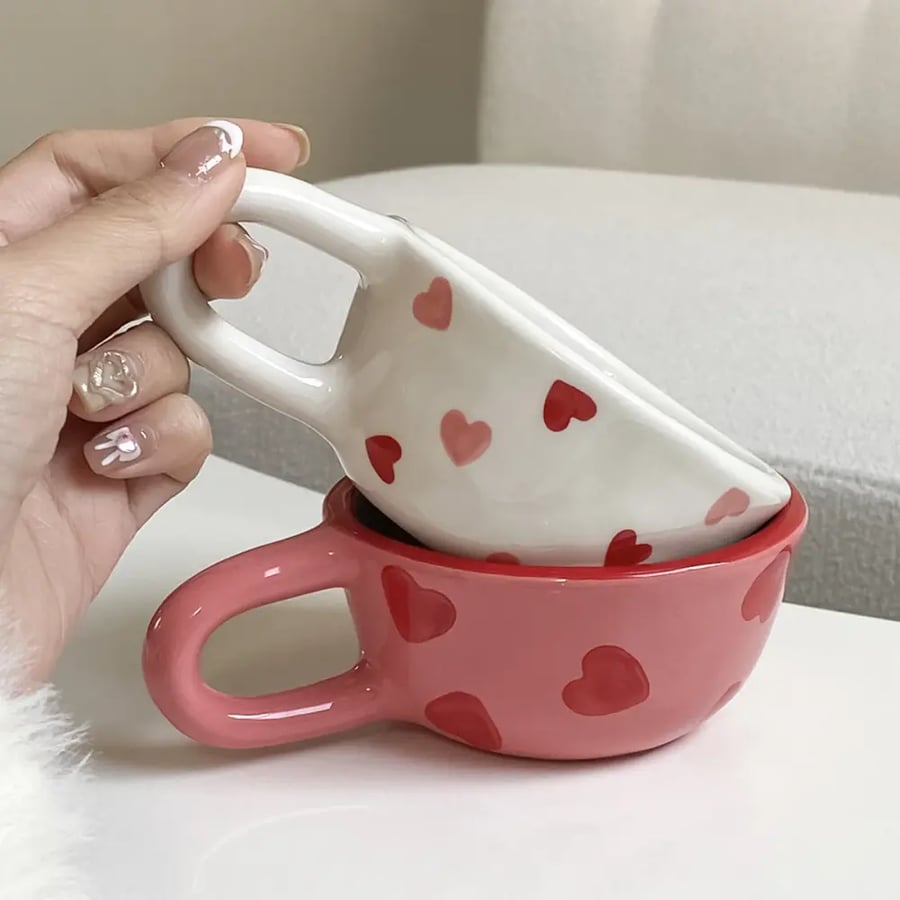 كوب سيراميك حب مزدوج يدوي 1 قطعة