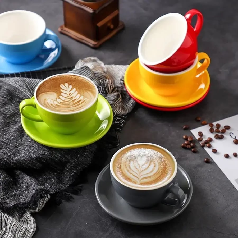 كوب سيراميك لاتيه 150ML مع صحن
