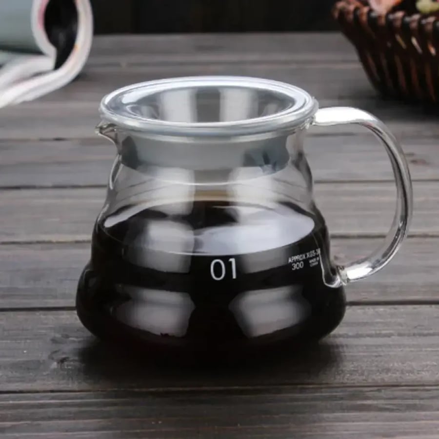 إبريق قهوة زجاجي 350مل مع غطاء
