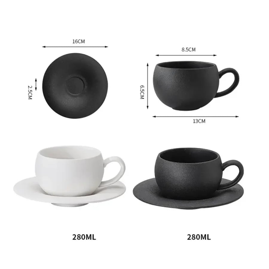 طقم فناجين وصحون سيراميك ياباني 110/280ML
