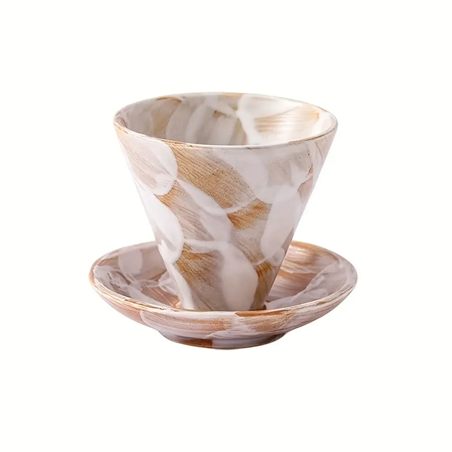 كوب كابتشينو سيراميك ياباني 200ML مع صحن