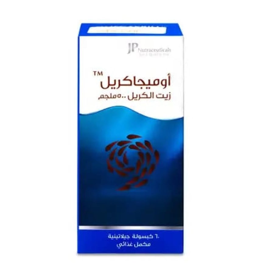 "كبسولات أوميجا كريل 500 مجم من جي بي، 60 كبسولة"