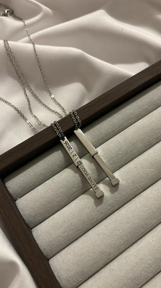 Silver necklace with engraving