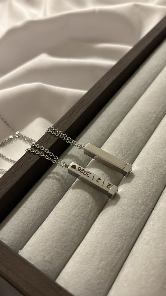 Silver necklace with engraving