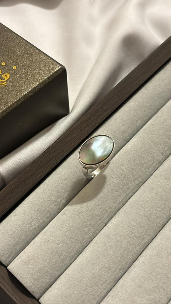 Royal gray mother-of-pearl ring 925 alloy