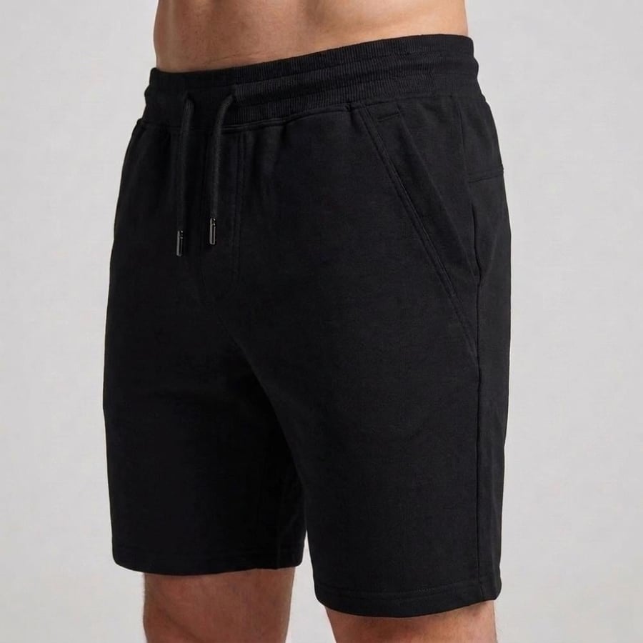 شورت رياضي رجالي أسود LIGEER - مريح ومرن للتمارين ساده