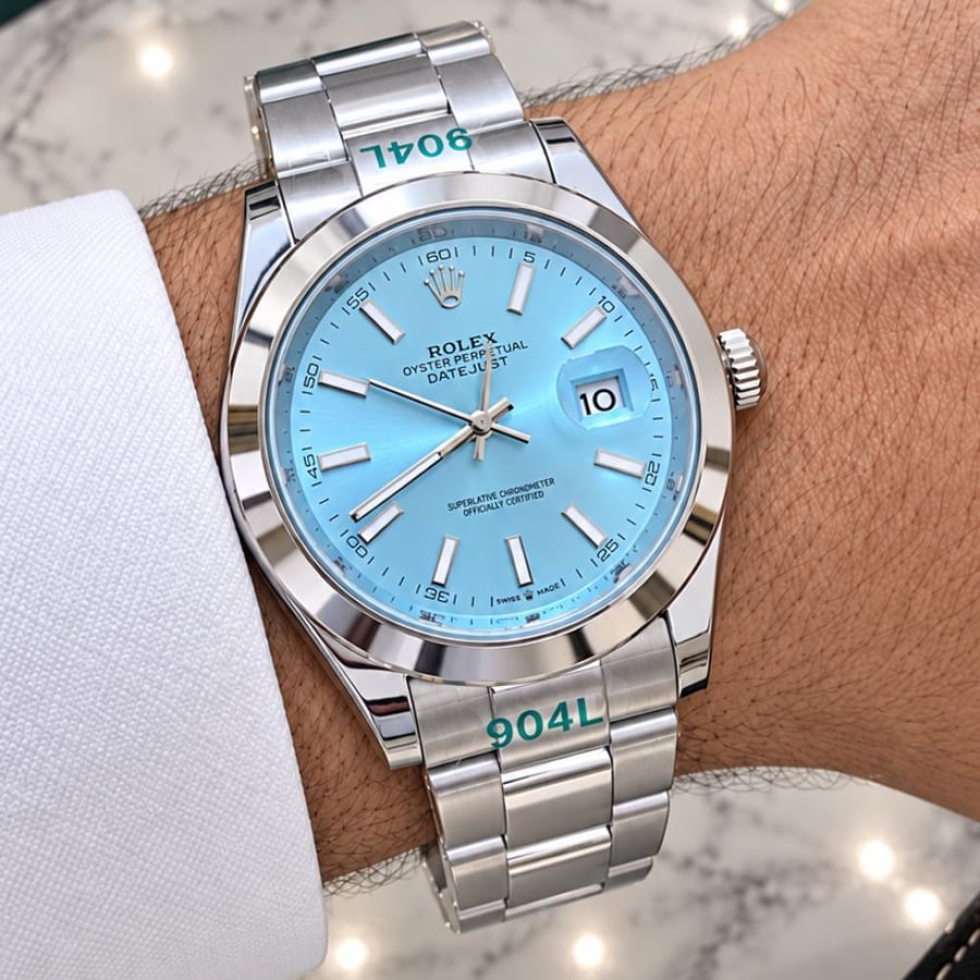 ساعة رولكس ROLEX لون سماوي